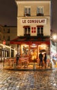 The View of typical paris cafe Consulat in Paris, Montmartre area , France.