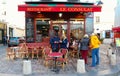 The View of typical paris cafe Consulat in Paris, Montmartre area , France.