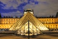 Paris, France - Novwmber 10, 2017. Pyramid of Louvre at twilight