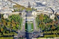 Bird eye view from the Eiffel tower of the Jardins du Trocadero Royalty Free Stock Photo