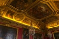 Low angle shot of decorative ceiling art interior in Palace of Versailles at Versailles, France Royalty Free Stock Photo