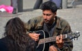 Male Gypsy playing in the street near Centre Georges Pompidou