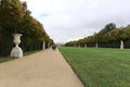 Scenic view of Gardens of Versailles Palace on a cloudy day in Paris, France