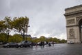 Paris, France, October 13, 2022: Arc de Triomphe in Paris Afternoon. Paris, Arc de Triomphe During a Sunny and Cloudy Day