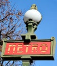 Classic Metro entrance sign for the Metropolitain underground Royalty Free Stock Photo