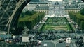 PARIS, FRANCE - OCTOBER 8, 2017. Crowded place near the Eiffel tower base and Champ de Mars