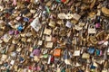 A huge amount of Love locks on the bridge in Paris Royalty Free Stock Photo