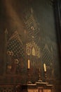 Paris, France - October 28, 2018: Interior of Notre Dame de Paris. Small altar with painting and candles in Cathedral