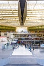 The patio of the Forum des Halles underground shopping mall covered by a glass canopy in Paris