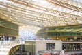 A vast glass canopy covers the patio of the Forum des Halles underground shopping mall in Paris