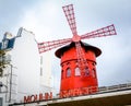 Moulin Rouge cabaret main entrance in Paris