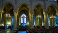 PARIS, FRANCE - OCTOBER 17, 2016: Notre Dame de Paris Cathedral, Interior view of columns and stained glass of the Cathedral Royalty Free Stock Photo