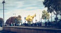 People watching the replica of the flame of freedom of the Statue of Liberty New York Royalty Free Stock Photo