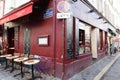 The traditional French restaurant Au Petit Creux located in Montmartre in 18 district of Paris, France. Royalty Free Stock Photo