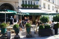 View of vintage parisian cafe de Belle epoque located in quarter of commercial Bourse in Paris, France