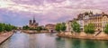 Paris France, panorama city skyline at Notre Dame de Paris Cathedral