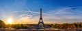 Paris France panorama sunrise at Eiffel Tower Royalty Free Stock Photo