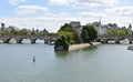 Seine River, Pont Neuf, Ile de la Cite and Square du Vert-Galant from Pont des Arts. Paris, France.