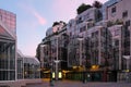 Paris, France - Passage des LingÃÂ¨res at dusk in Les Halles quarter. Modern apartment exterior. Steel and glass building design. Royalty Free Stock Photo