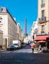 Paris France people drinking coffee on the terrace of a cafe restaurant during the Autumn Royalty Free Stock Photo