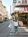 Paris France people drinking coffee on the terrace of a cafe restaurant during the Autumn Royalty Free Stock Photo