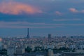 Paris France - Purple Clouds Over Paris and Eiffel Tower With Buildings Royalty Free Stock Photo