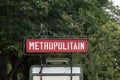 Paris, France - retro metro station sign. Subway train entrance