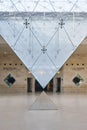 Paris, France, Reverse glass pyramid installation in Louvre Palace Royalty Free Stock Photo