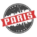 Paris France Round Travel Stamp. Icon Skyline City Design Vector. Seal Illustration Badge Clip Art. Royalty Free Stock Photo