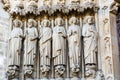 Sculptures on the Portal of the Last Judgment on the main western facade of the Cathedral of Notre Dame de Paris