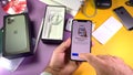Man unboxing latgest Apple Computers iPhone 11 Pro