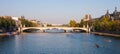 Crew teams rowing boats on the Seine River on an autumn morning in Paris, France Royalty Free Stock Photo