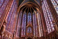 PARIS, FRANCE - SEPTEMBER 19, 2019: Amazing interior of the Sainte-Chapelle with famous stained glass windows in Paris, France