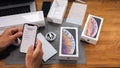 Man unboxing iPhone Xs Max Xr choose a wi-fi network