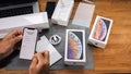 Man unboxing iPhone Xs Max Xr choose, wi-fi, network,