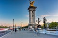 Paris, France - September 17, 2022: Beautiful Pont Alexandre III bridge over the Seine river at sunset, Paris. France Royalty Free Stock Photo