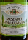 Paris; France - september 30 2018 : bottle of les clavieres a muscadet sevre et maine