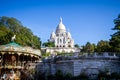 PARIS - September 6, 2019 : The Butte Montmartre and the Basilica of Sacre Coeur