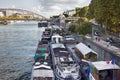 Paris abundance of moored houseboats residential barges