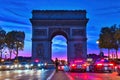 Dramatic night view of the stunning Arc de Triomphe in Paris Royalty Free Stock Photo