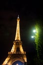 Paris, France - September 23, 2017: paris eiffel tower. Eiffel tower in artificial illumination. Traveling to france