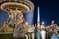 Paris, France - September 17, 2022: The Fountain of the Seas at Place de la Concorde at dusk, Paris. France