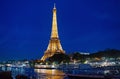 Paris, France - September 23, 2017: icon of paris. Effel tower by night. Traveling to France. The Eiffel Tower at a