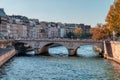 Landscape with bridge across the river Seine in the amazing city of Paris Royalty Free Stock Photo