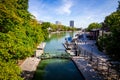 PARIS - SEPTEMBER 6, 2019 : Lock and Dock of la Villette