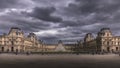 Louvre museum and carrousel in Paris . Louvre museum is one of the world`s largest museums with more than 8 million visitors each Royalty Free Stock Photo