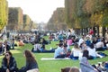 mass of Parisians, right on lawns of Jardin du Luxembourg