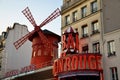 PARIS / FRANCE - September 24, 2011: Moulin Rouge (Red Mill), the world famous cabaret in Paris Royalty Free Stock Photo
