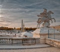 The Obelisk of Luxor located on the Place de la Concorde seen from the Champs Elysees Royalty Free Stock Photo