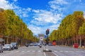 Road of Champs Elysee leading to Arc de Triomphe in Paris, France. Royalty Free Stock Photo